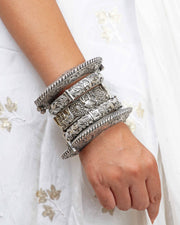 Swara Silver Lookalike Bangle Stack